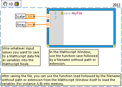 Figure 1: Save MathScript Data VI Block Diagram